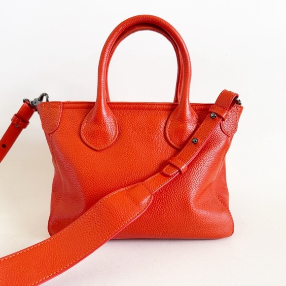 Beck Beckini Bag Tote Crossbody Satchel Italian Pebble Leather Logo Embossed - Picture 1 of 13